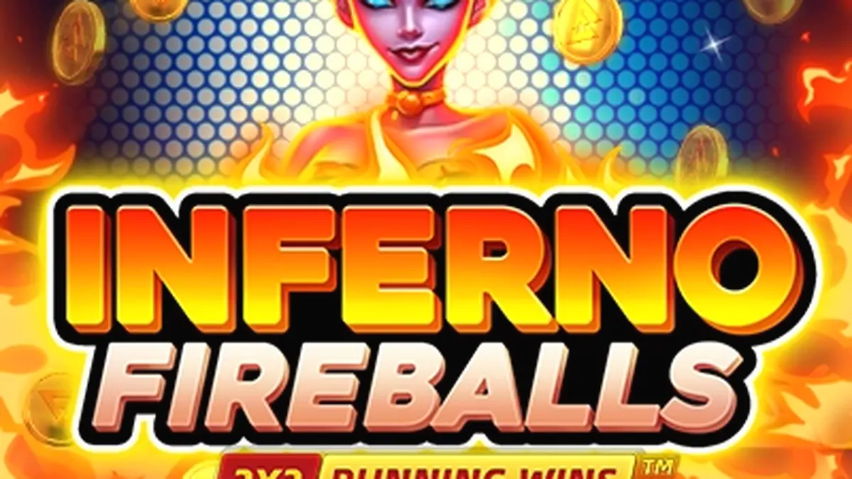 Tampilan permainan slot Inferno Fireballs dengan gulungan berapi dan simbol-simbol menyala